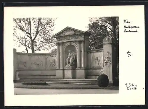 Foto-AK Adalbert Defner: Wien, Grillparzer-Denkmal