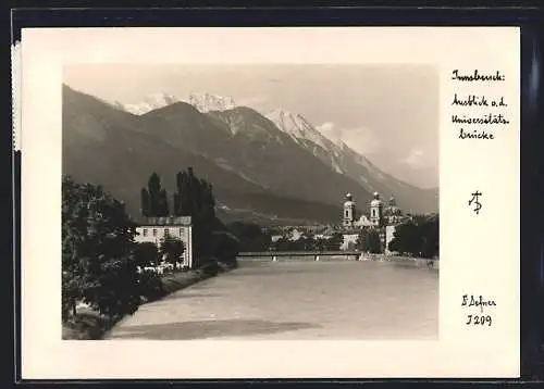 Foto-AK Adalbert Defner: Innsbruck, Ausblick auf die Universitätsbrücke