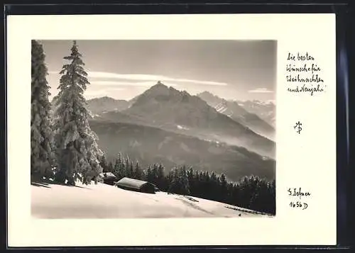 Foto-AK Adalbert Defner: Festtagsgrüsse, Winter in den Alpen