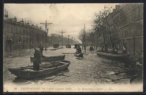 AK Alfort, Inondations Janvier 1910, les Sauveteurs