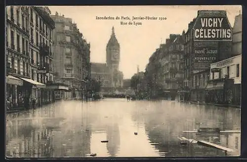 AK Paris, Inondations de Janvier-Février 1910, Rue de Lyon