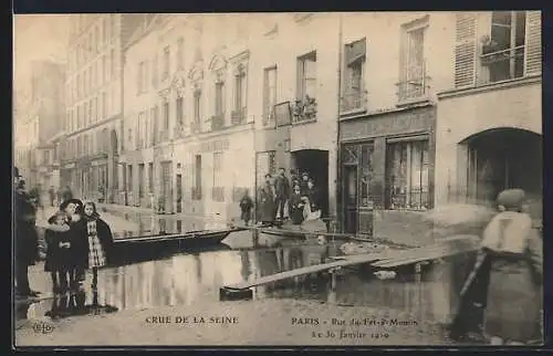 AK Paris, Crue de la Seine, Janvier 1910, Rue du Fer-à-Moulin