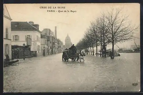 AK Paris, crue de la Seine, quai de la Rapée