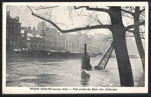 AK Paris, Inondation 1910, Vue prise du Quai des Orfèvres, Hochwasser