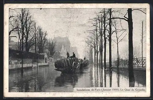 AK Paris, Inondations de Janvier 1910, Le Quai de Grenelle