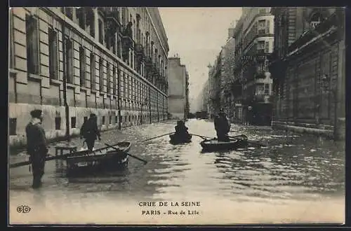 AK Paris, Crue de la Seine, Rue de Lille, Hochwasser