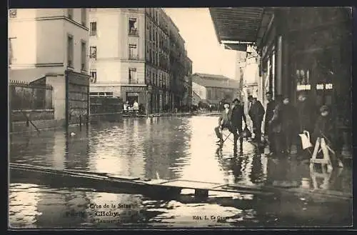 AK Paris, Clichy, Crue de la Seine, Janvier 1910, Rue Pasteur