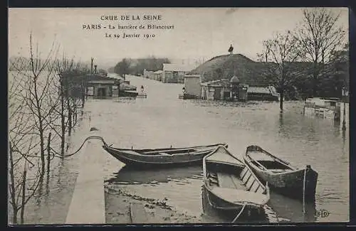 AK Paris, crue de la Seine, la barrière de Billancourt, Hochwasser 1910