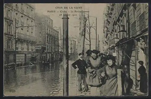 AK Paris, Crue de la Seine, Clichy, Le Ravitaillement, Hochwasser