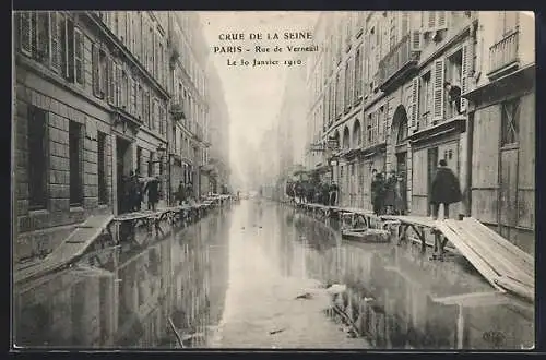 AK Paris, Crue de la Seine Janvier 1910, Rue de Verneuil