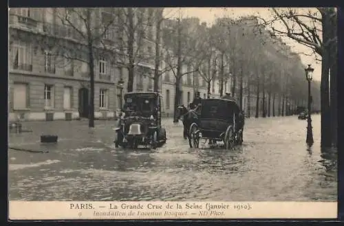 AK Paris, Crue de la Seine, Janvier 1910, Inondation de l`avenue Bosquet