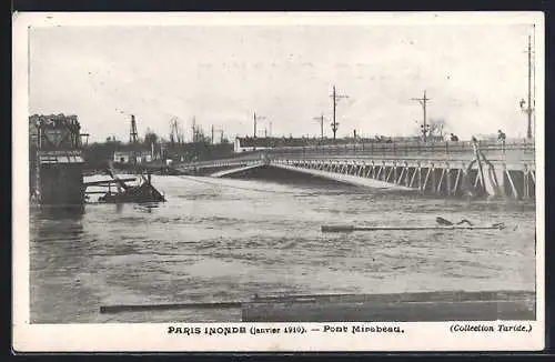 AK Paris, inondations de janvier 1910, pont Mirabeau, Hochwasser