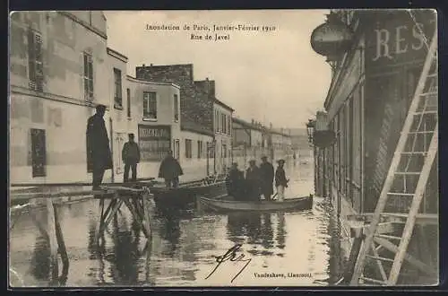 AK Paris, Inondations de Janvier-Février 1910, Rue de Javel