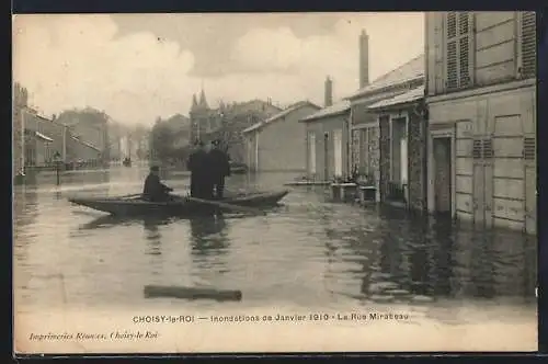 AK Choisy-le-Roi, Inondations de Janvier 1910, La Rue Mirabeau, Hochwasser