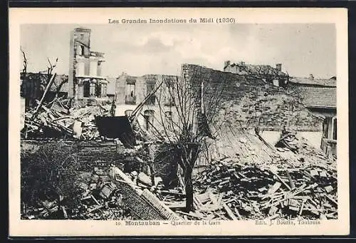 AK Montauban, Les Grandes Inondations du Midi 1930, Quartier de la Gare