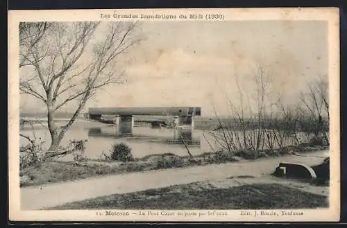 AK Moissac, le pont Cacor en porte par les eaux