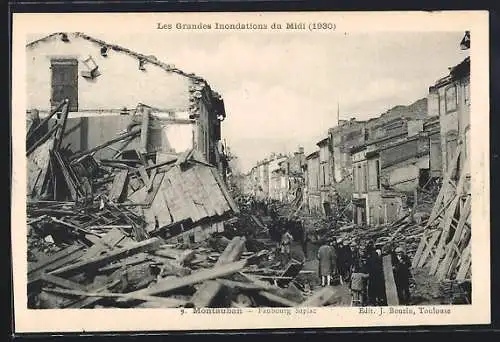 AK Montauban, Les Grandes Inondations du Midi, 1930, Faubourg Sapiac, Hochwasser