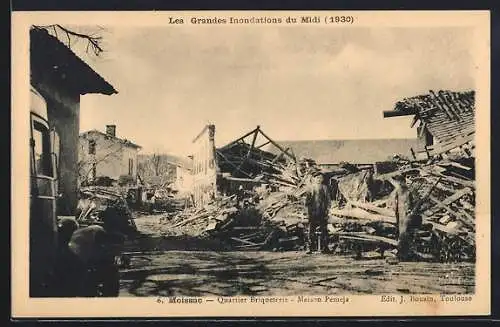 AK Moissac, Quartier Briqueterie, Maison Pemeja nach dem Hochwasser