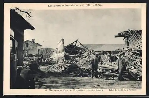 AK Moissac, Quartier Briqueterie, Maison Pemeja nach dem Hochwasser