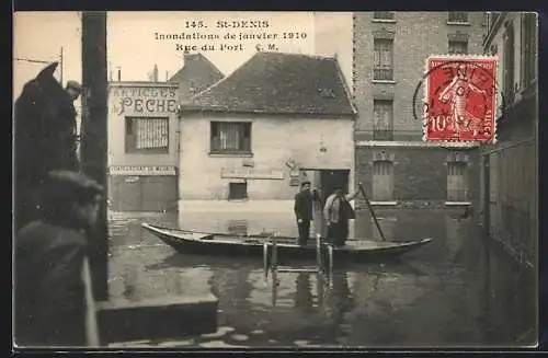 AK St-Denis, Inondations de janvier 1910, Rue du Port