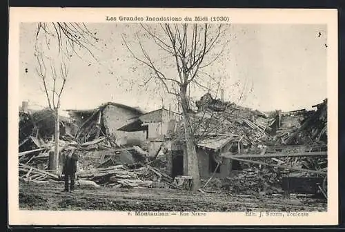 AK Montauban, Les Grandes Inondations du Midi 1930, Rue Neuve