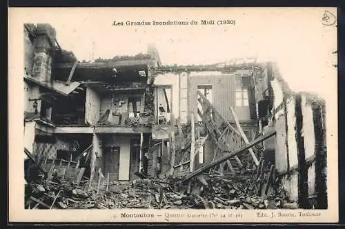 AK Montauban, Les Grandes Inondations du Midi 1930, Quartier Gasseras No. 44 et 46, Häuser nach dem Hochwasser