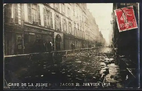 AK Paris, Crue de la Seine 1910, Rue Jacob 31