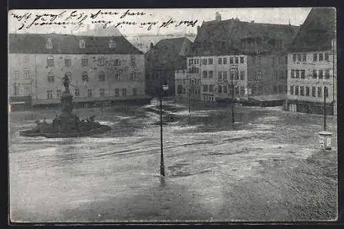 AK Nürnberg, Hochwasser-Katastrophe am Hauptmarkt am 05.02.1909