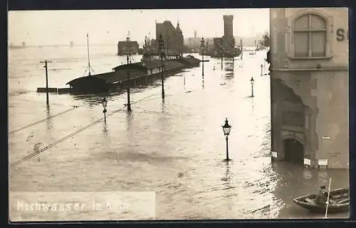 AK Köln, Hochwasser, Überflutete Strasen