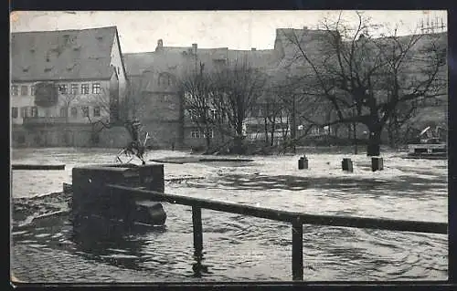 AK Nürnberg, Hochwasserkatastrophe 5. Februar 1909, Hinter der Insel Schütt mit der Schafft`schen Insel