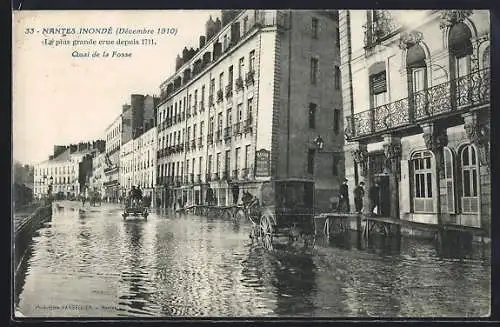 AK Nantes, Inondation 1910, Quai de la Fosse