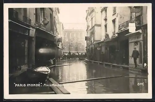 AK Paris, Inonde, Place Maubert, überschwemmte Strasse durch Hochwasser