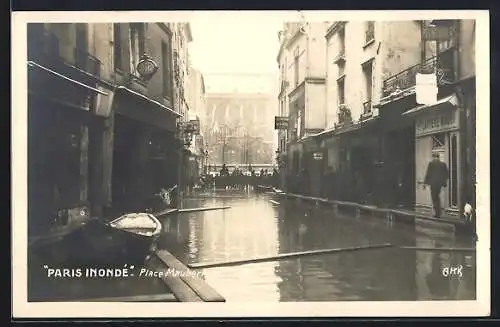 AK Paris, Inonde, Place Maubert, überschwemmte Strasse durch Hochwasser