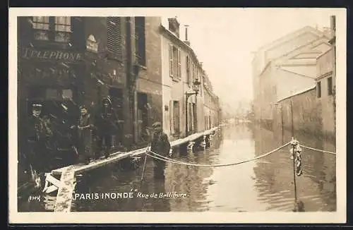 AK Paris, Inondation, Rue de Bellièvre