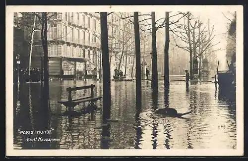 AK Paris, Inondation, Bould. Haussmann