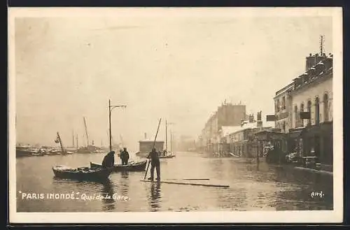 AK Paris, Quai de la Gare, Hochwasser