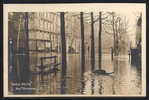 AK Paris, Inondation, Bould. Haussmann