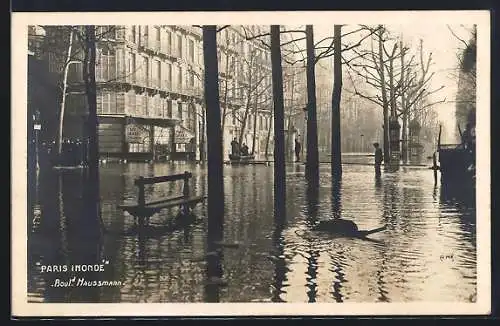 AK Paris, Inondation, Bould. Haussmann