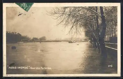 AK Paris, Inondation, Quai des Tuileries