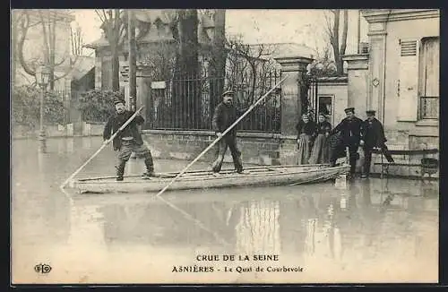 AK Asnières, Crue de la Seine, Le Quai de Courbevoie, Hochwasser