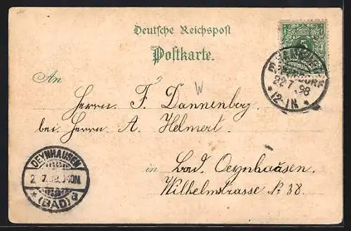 Lithographie Hamburg-Rothenburgsort, Elbe mit Elbbrücke, Hafen im Dämmerungslicht, Riesenkrahn