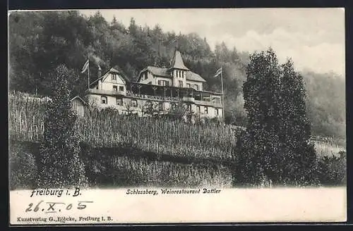 AK Freiburg i. B., Schlossberg, Gasthaus und Weinrestaurant Dattler