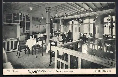 AK Freiburg i. B., Biedermeier Wein-Restaurant Alte Burse