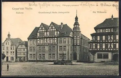 AK Vacha, Rathaus, Grossherzogl. Sächs. Amtsgericht, Die Widmarkt