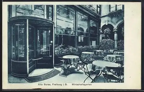 AK Freiburg i. Br., Restaurant Alte Burse, Wirtschaftsgarten