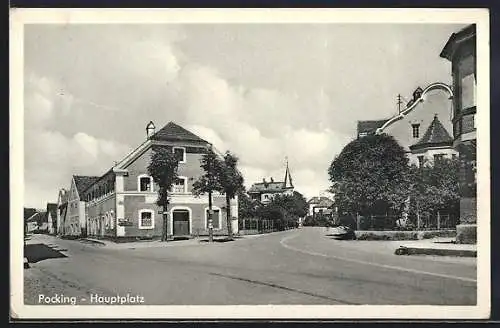 AK Pocking, Hauptstrasse mit Gebäudeansicht