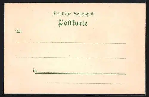 Lithographie Karlsruhe, Schloss, Rathaus, Grossherzogliche Baugewerkeschule