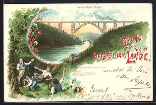 Lithographie Solingen /Bergisches Land, Kaiser Wilhelm Brücke