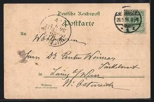 Lithographie Hannover, Polytechnikum, Sachsen-Ross, Kriegerdenkmal, Bahnhof