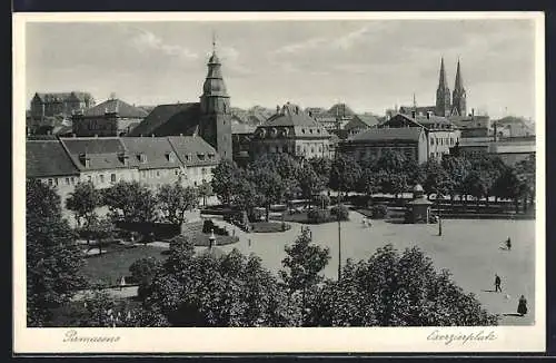 AK Pirmasens, Exerzierplatz mit Kirche